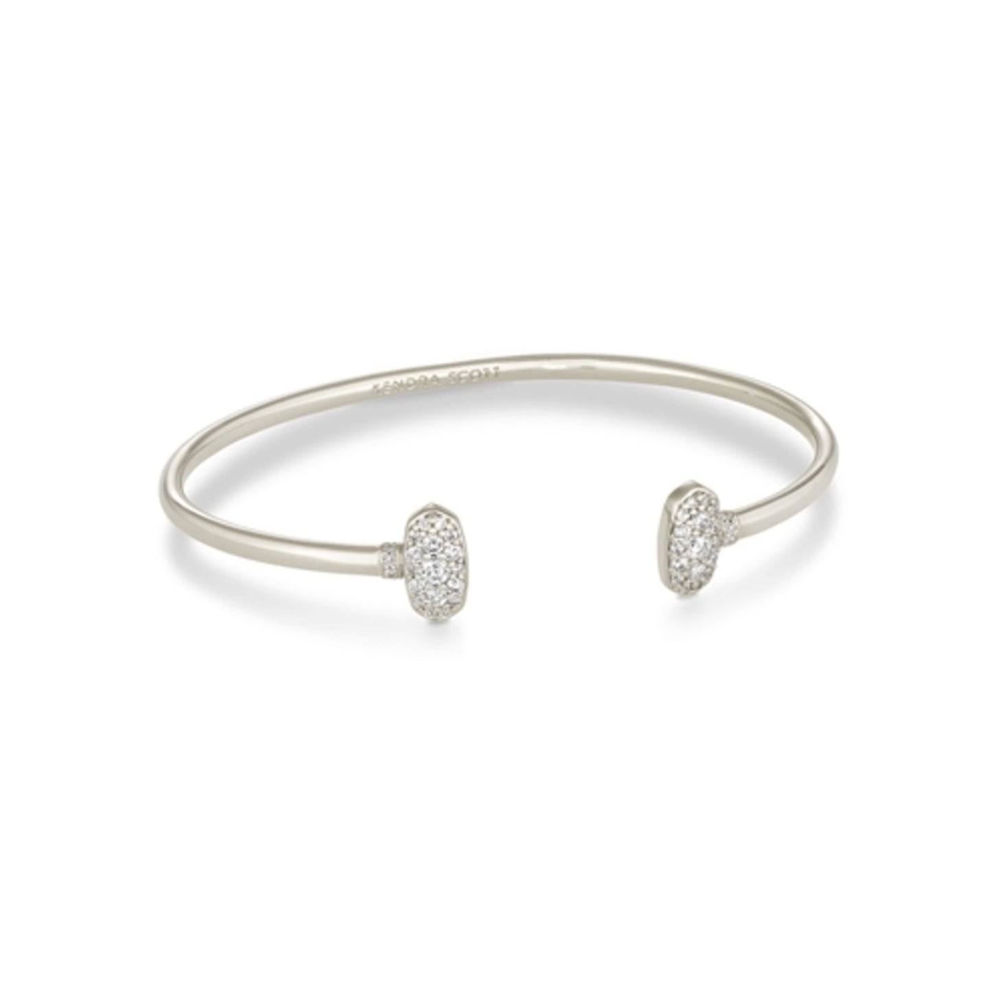 Grayson Crystal Cuff Bracelet, Rhodium Metal White CZ