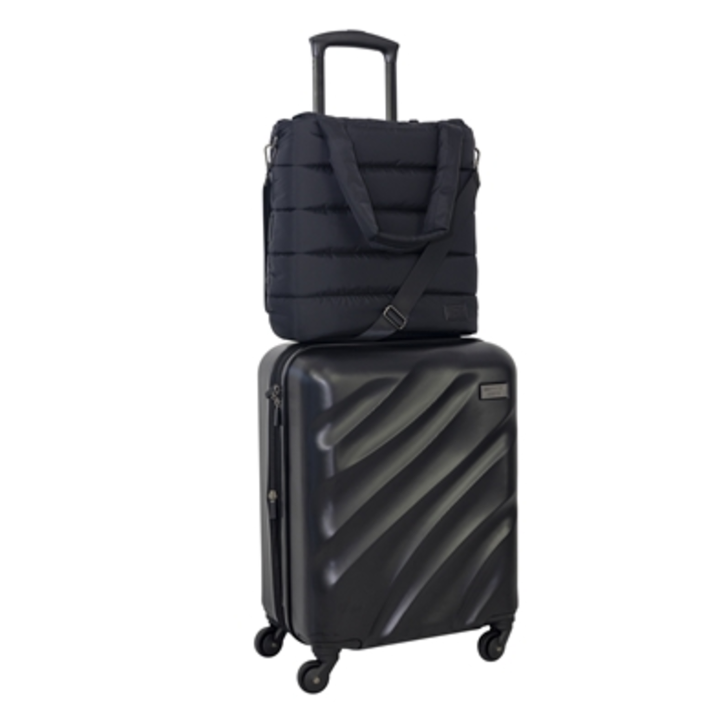 PUFFER HARDSIDE LUGGAGE SET, BLACK, 2-PC