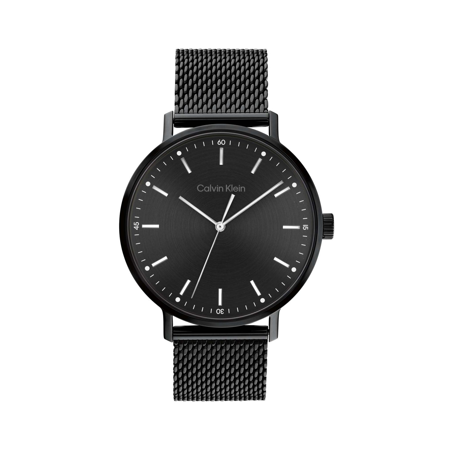 MENS QUARTZ ION-PLATED STAINLESS STEEL MESH WATCH