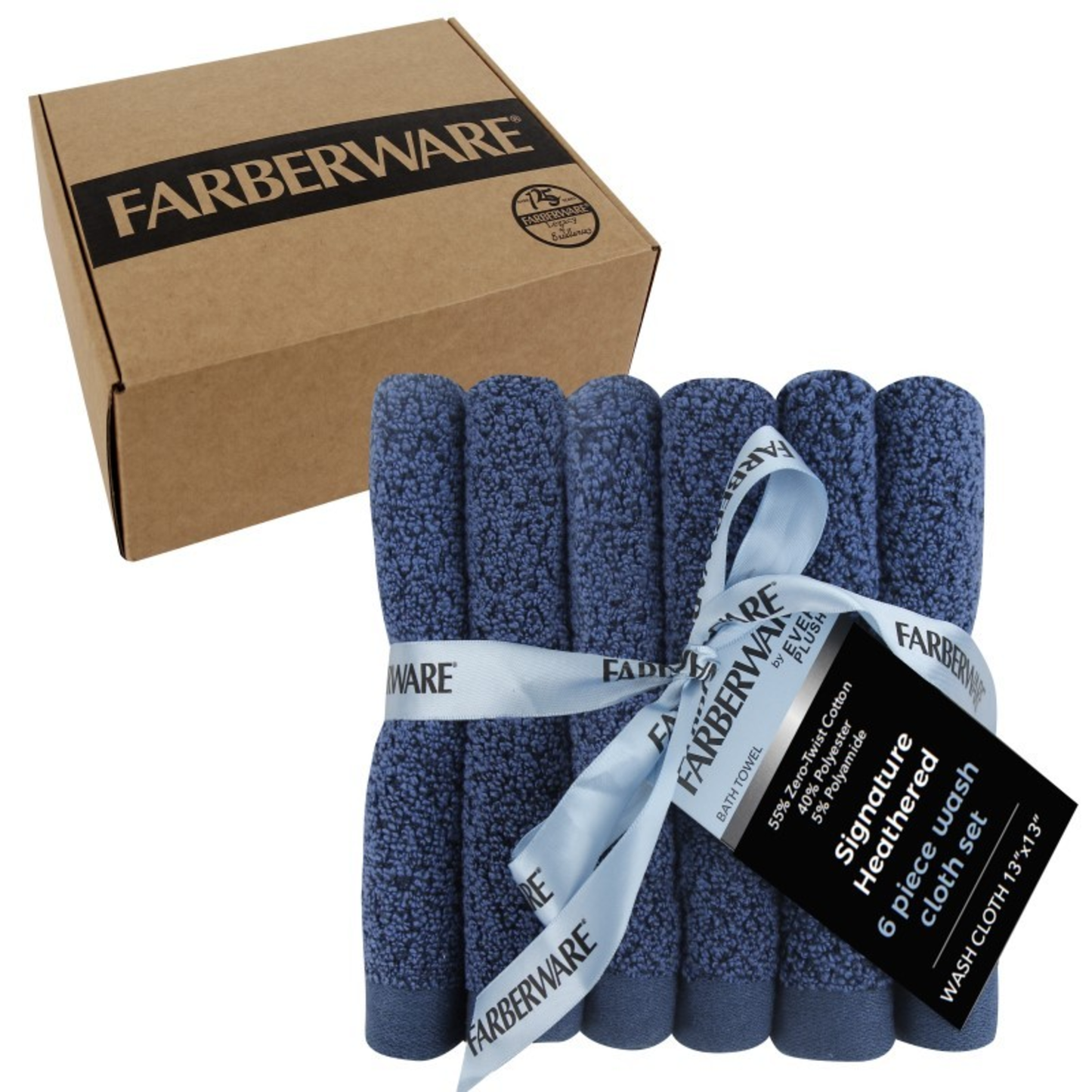 SIGNATURE 6PCS SET WASH CLOTH - (NAVY BLUE)
