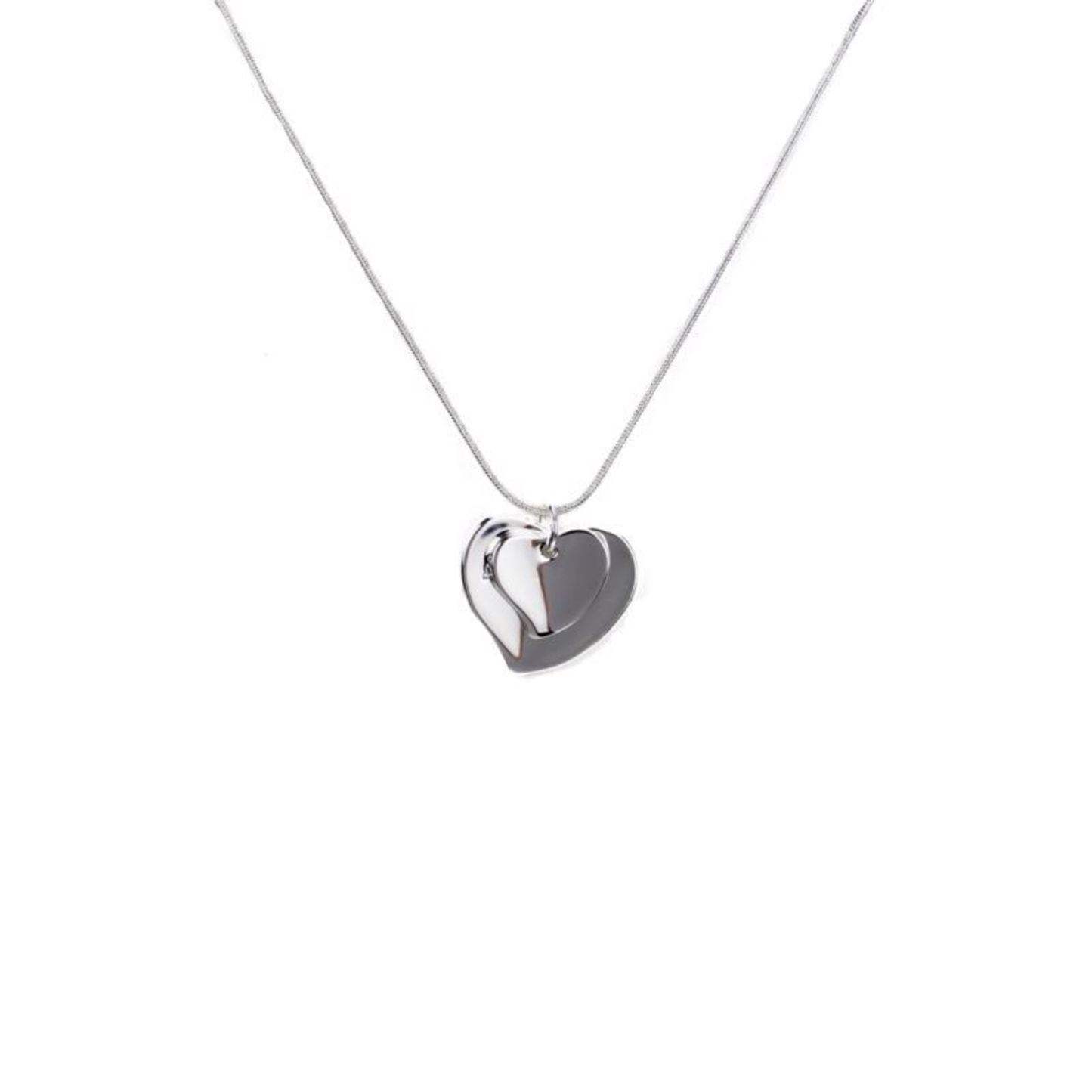 DOUBLE HEART STERLING SILVER PLATED NECKLACE