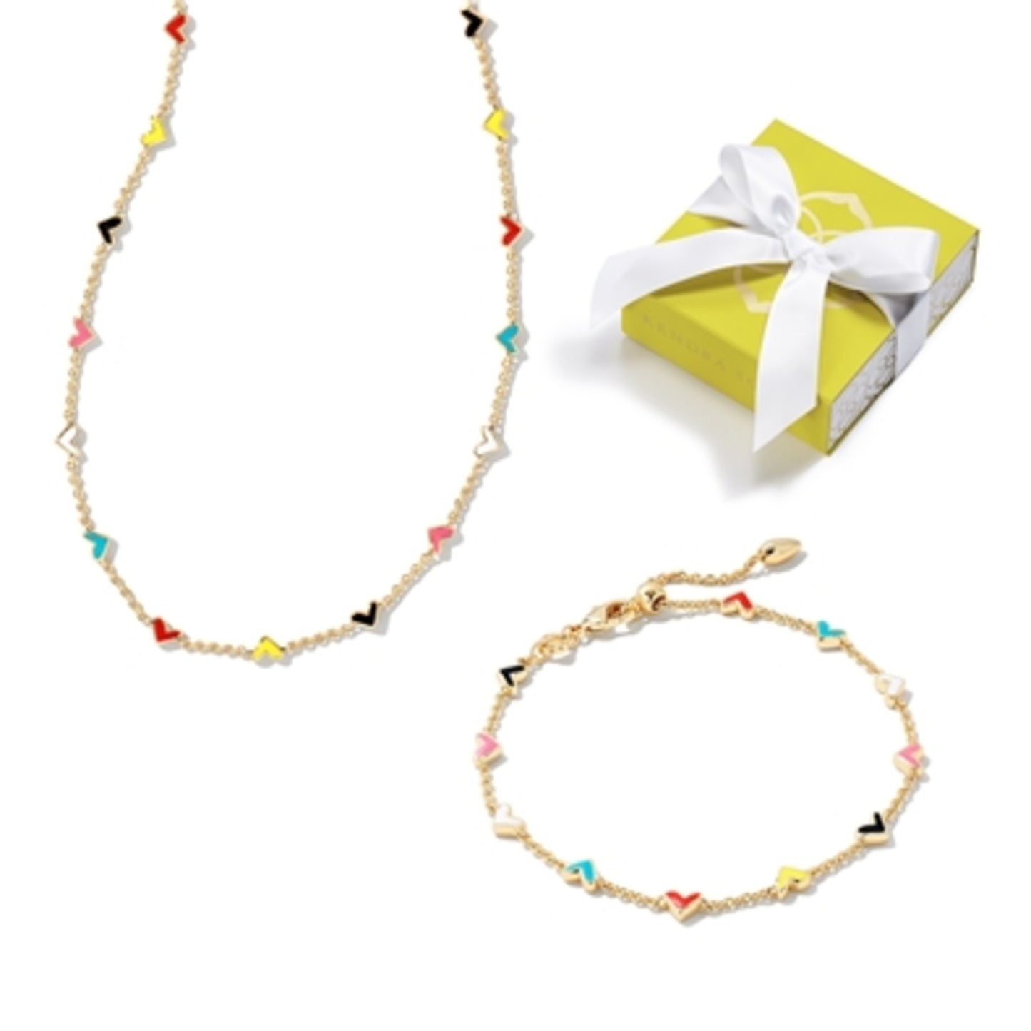 HAVEN HEART NECKLACE AND BRACELET SET, GOLD MULTI