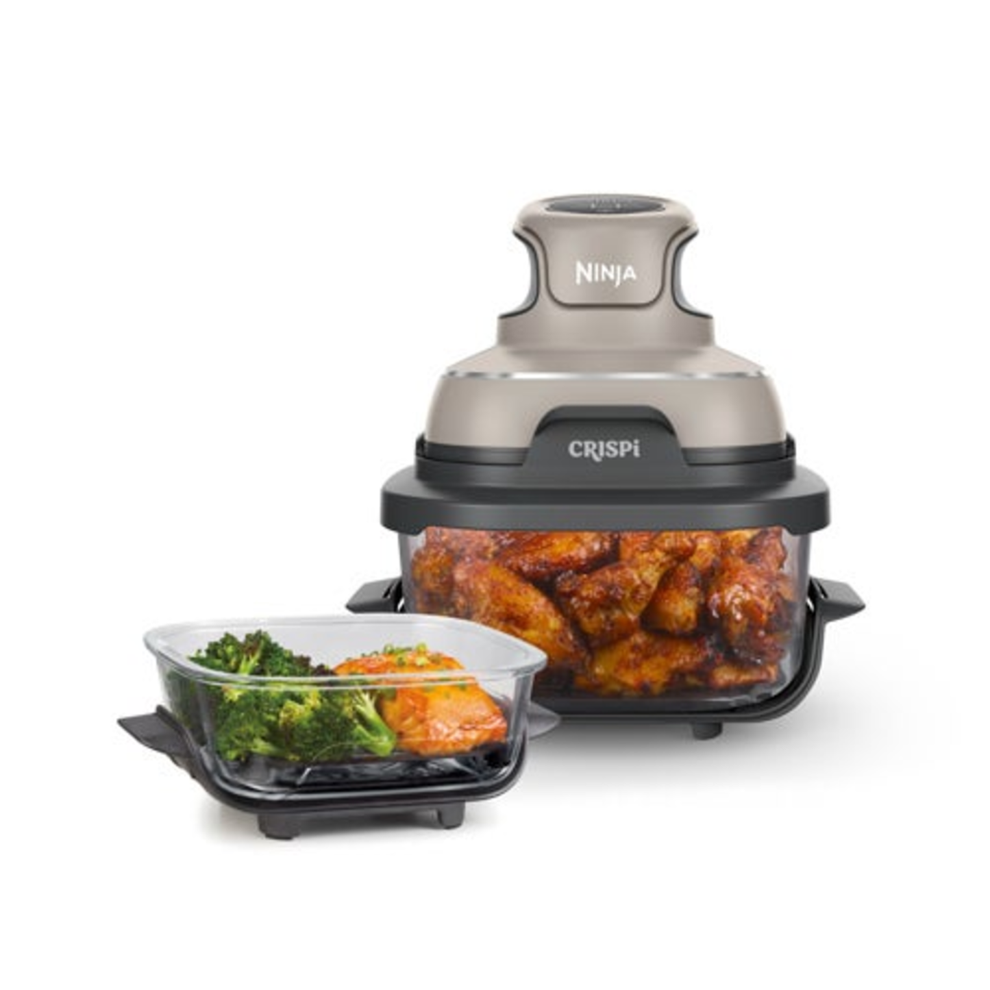 CRISPI 4-IN-1 PORTABLE GLASS AIR FRYER COOKING SYSTEM STONE