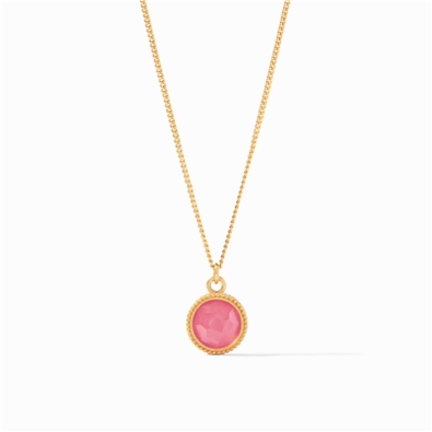FLEUR-DE-LIS SOLITAIRE NECKLACE, IRIDESCENT PEONY PINK