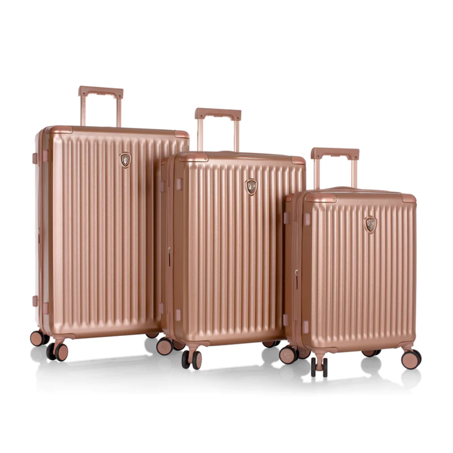 HEYS LUXE 100% PC 3PC LUGGAGE SET - ROSE GOLD