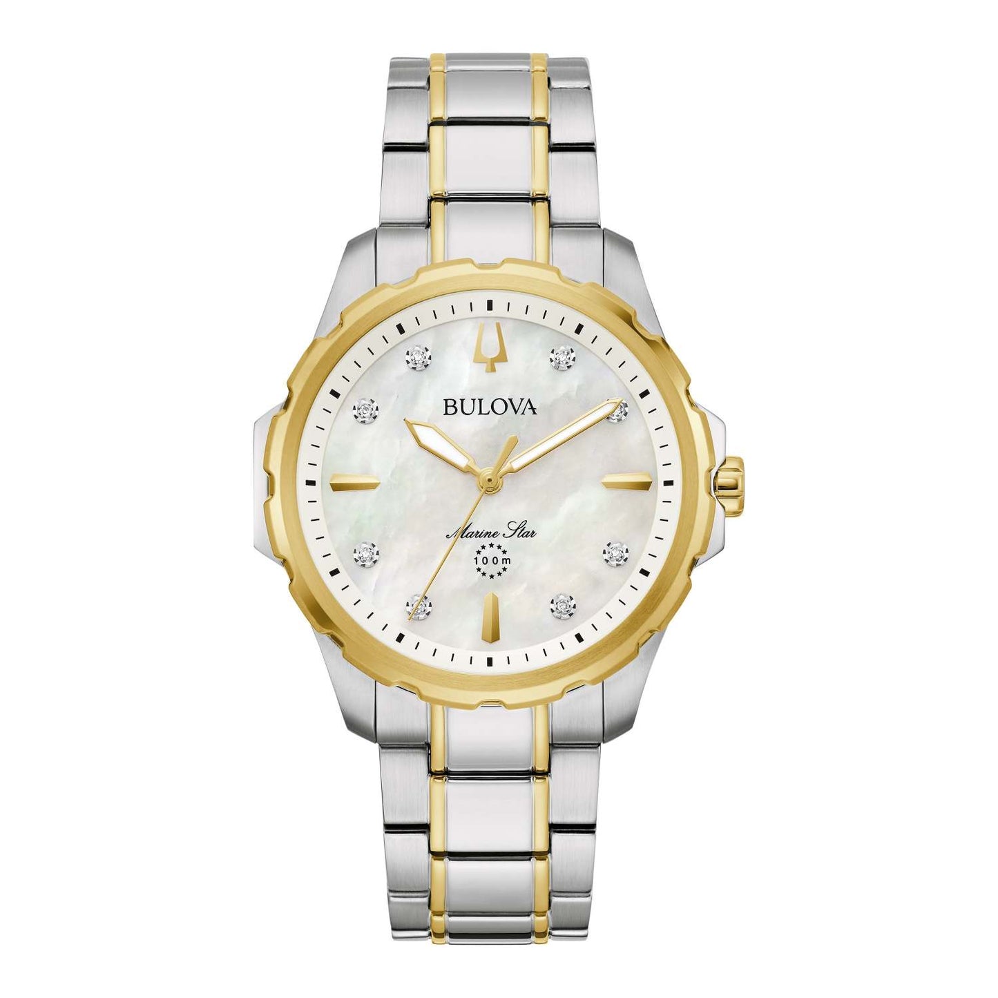 LADIES' MARINE STAR GOLD & SILVER-TONE STAINLESS STEEL WATCH, MOP DIAL