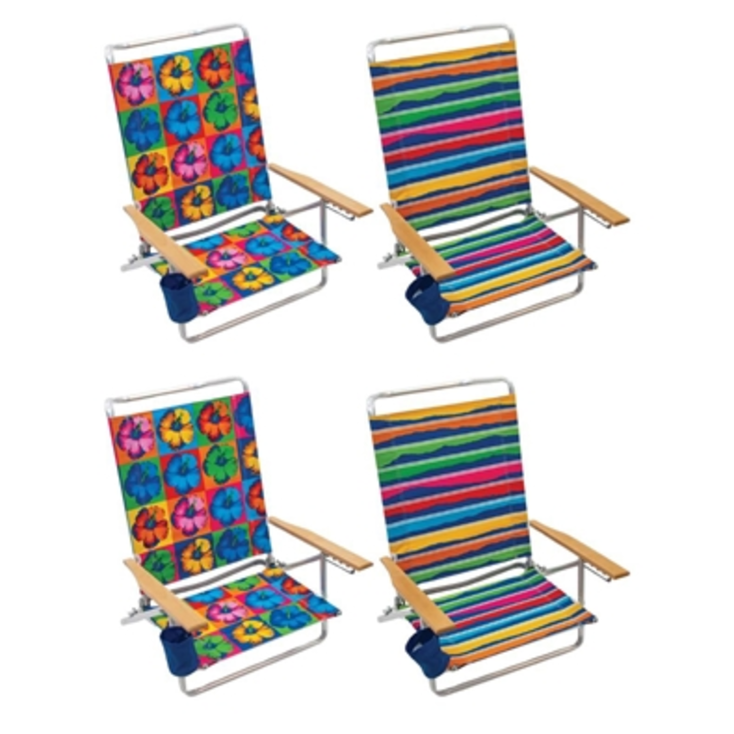 4 PACK SUN AND SPORT BEACH CHAIR SET, BLACK, 4 PIECES