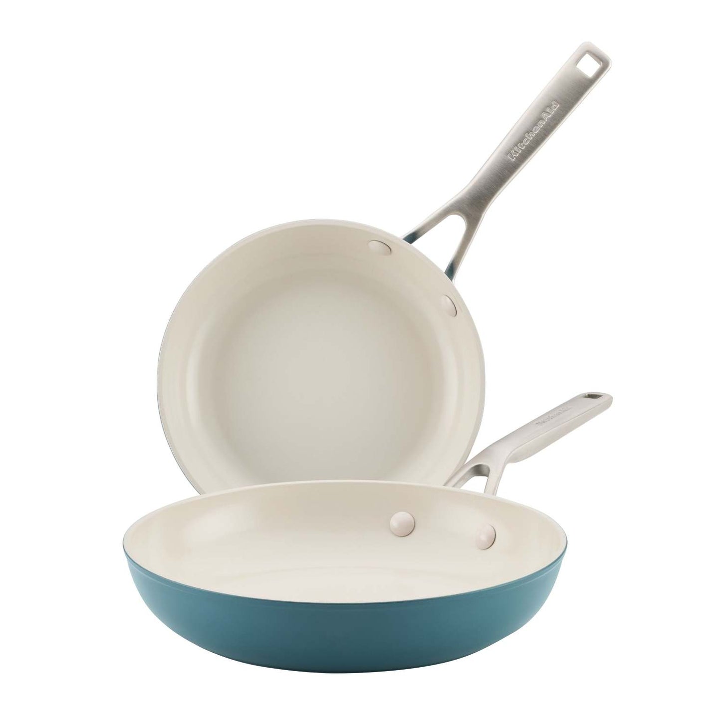 2PC HARD ANODIZED CERAMIC INDUCTION FRYING PAN SET AGAVE BLUE