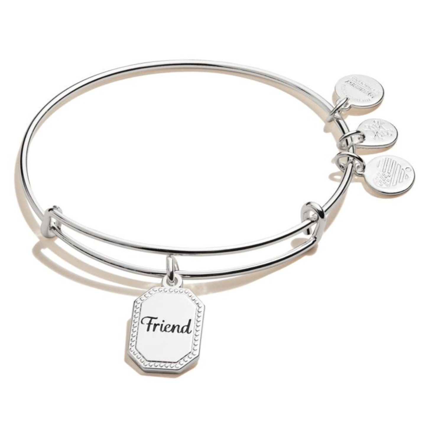 FRIEND CHARM BANGLE - SHINY ANTIQUE SILVER