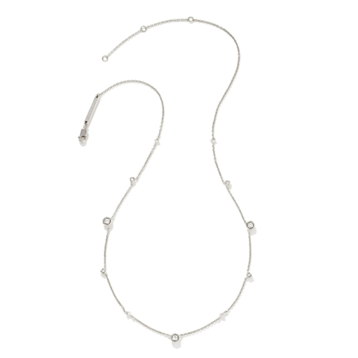 DAVIE TRIO STRAND NECKLACE, STERLING SILVER/WHITE SAPPHIRE