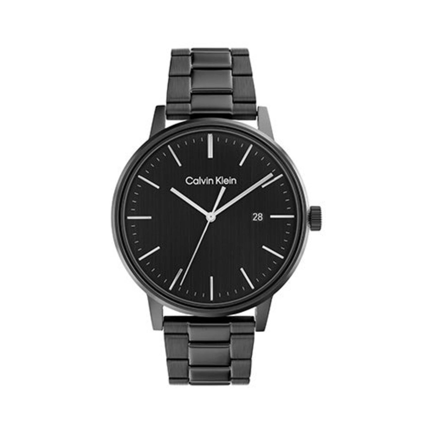 MENS QUARTZ ION-PLATED STAINLESS STEEL WATCH