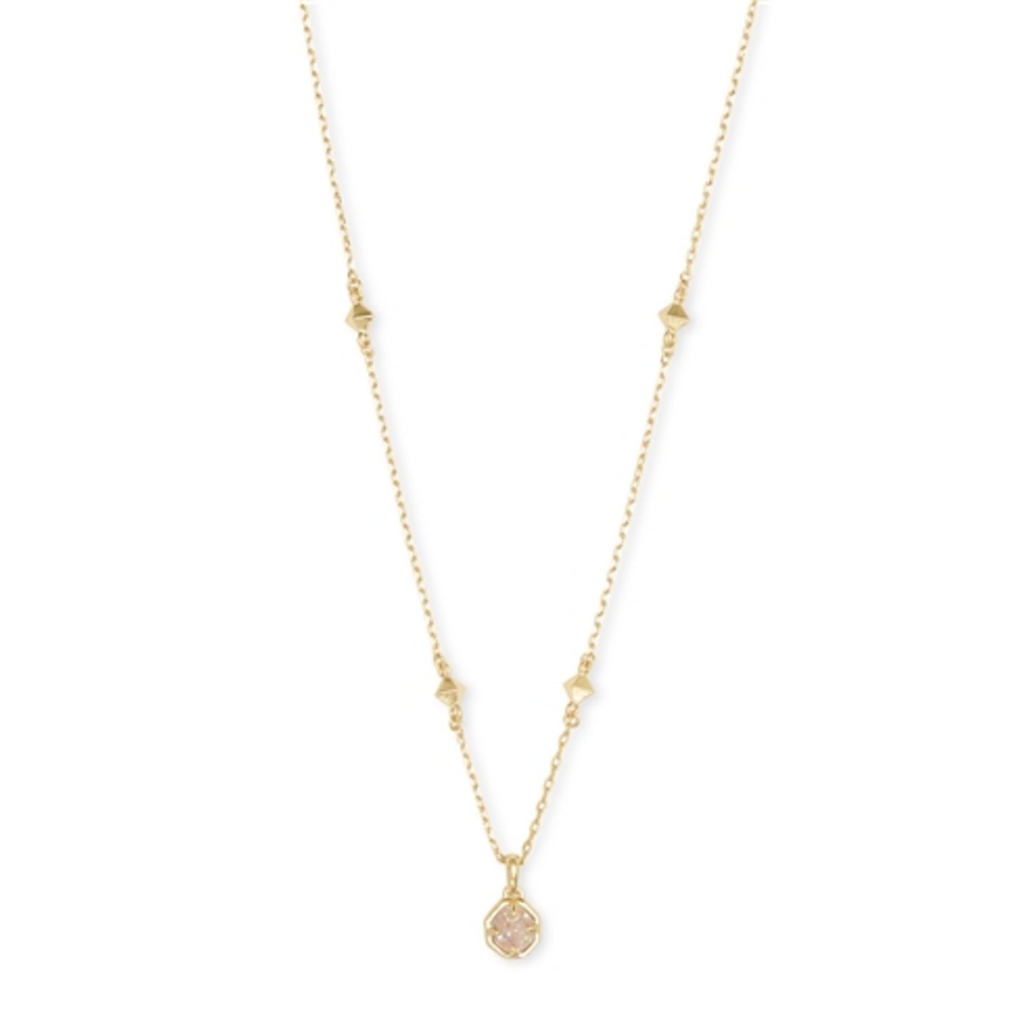 NOLA SHORT PENDANT, GOLD IRIDESCENT DRUSY