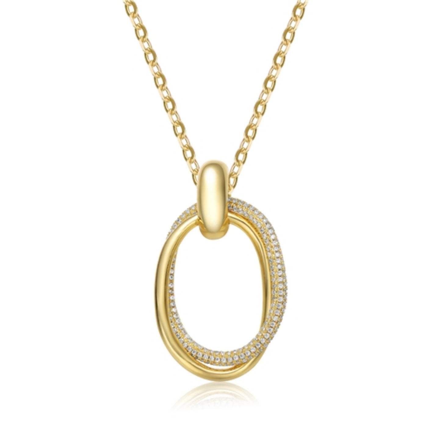 14K YELLOW GOLD HOOP DROP NECKLACE, GOLD, 18"