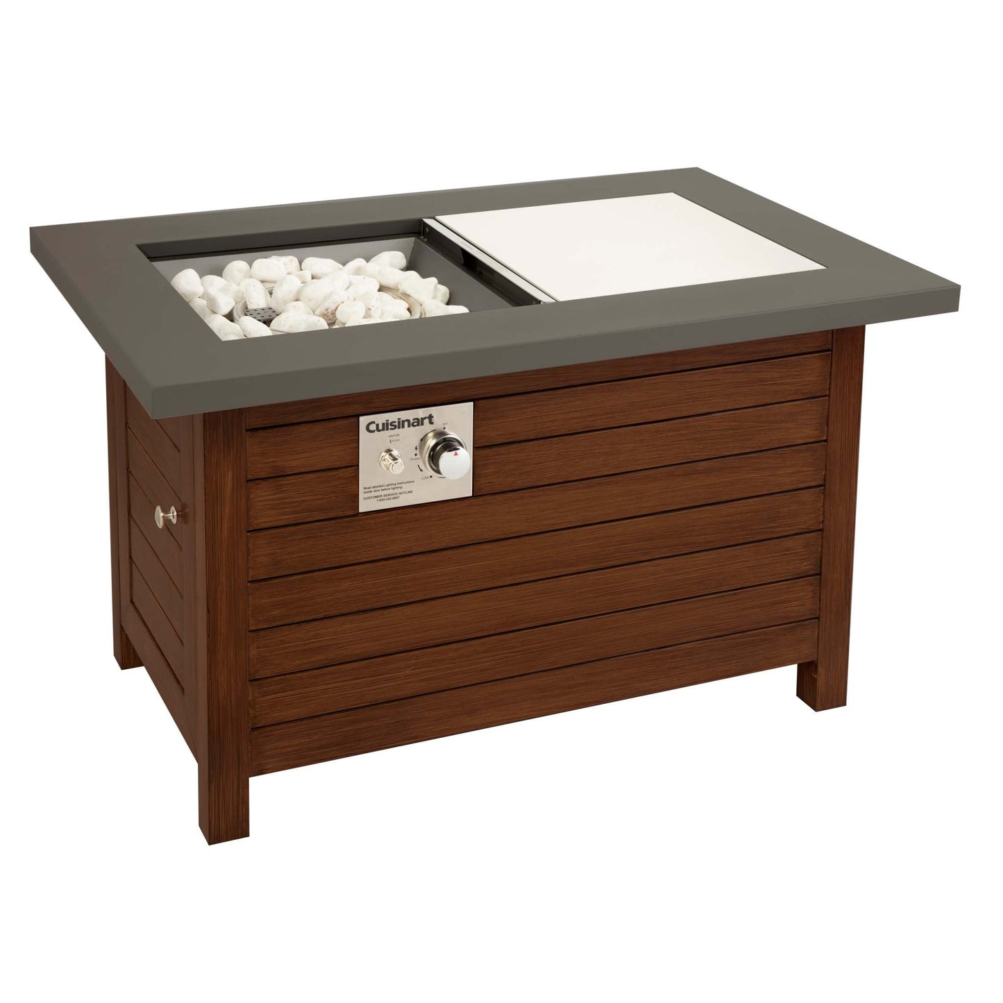 PATIO FIRE PIT TABLE WOODGRAIN METAL