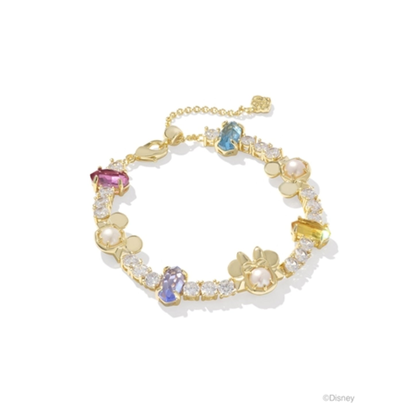 MICKEY MINNIE MOUSE TENNIS BRACELET, GOLD MULTI MIX