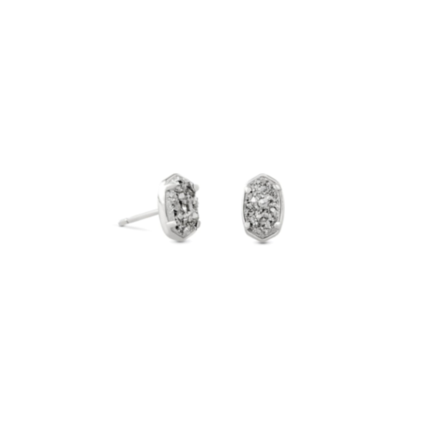 EMILIE STUD EARRINGS RHOD, RHODIUM PLATINUM DRUSY