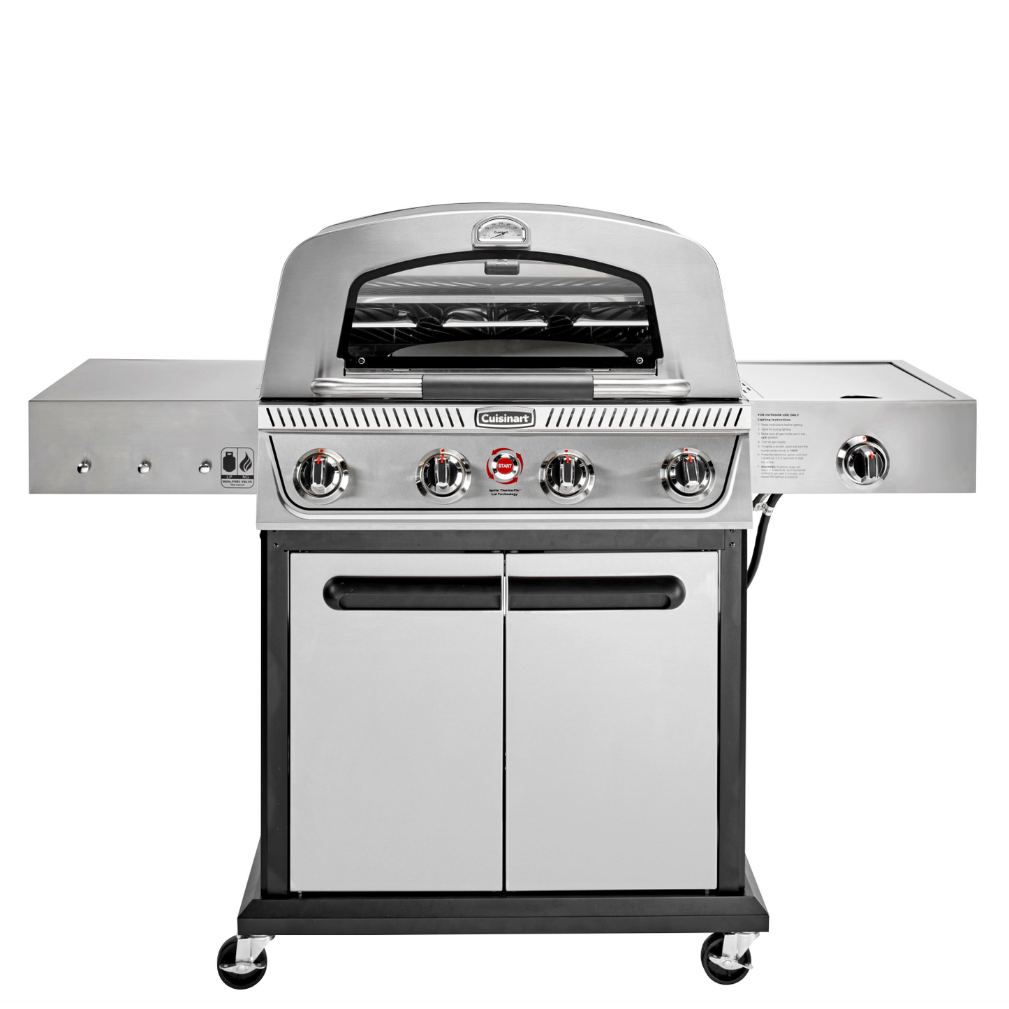 4 BURNER GAS GRILL, GRIDDLE, PIZZA OVEN