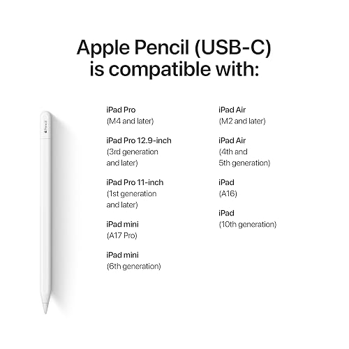 Apple Pencil (USB-C): Device Compatibility Check Required - Pixel-Perfect Precision, Tilt Sensitivity, Perfect for Note-Taking, Drawing, and Signing Documents. Charges and Pairs with USB-C