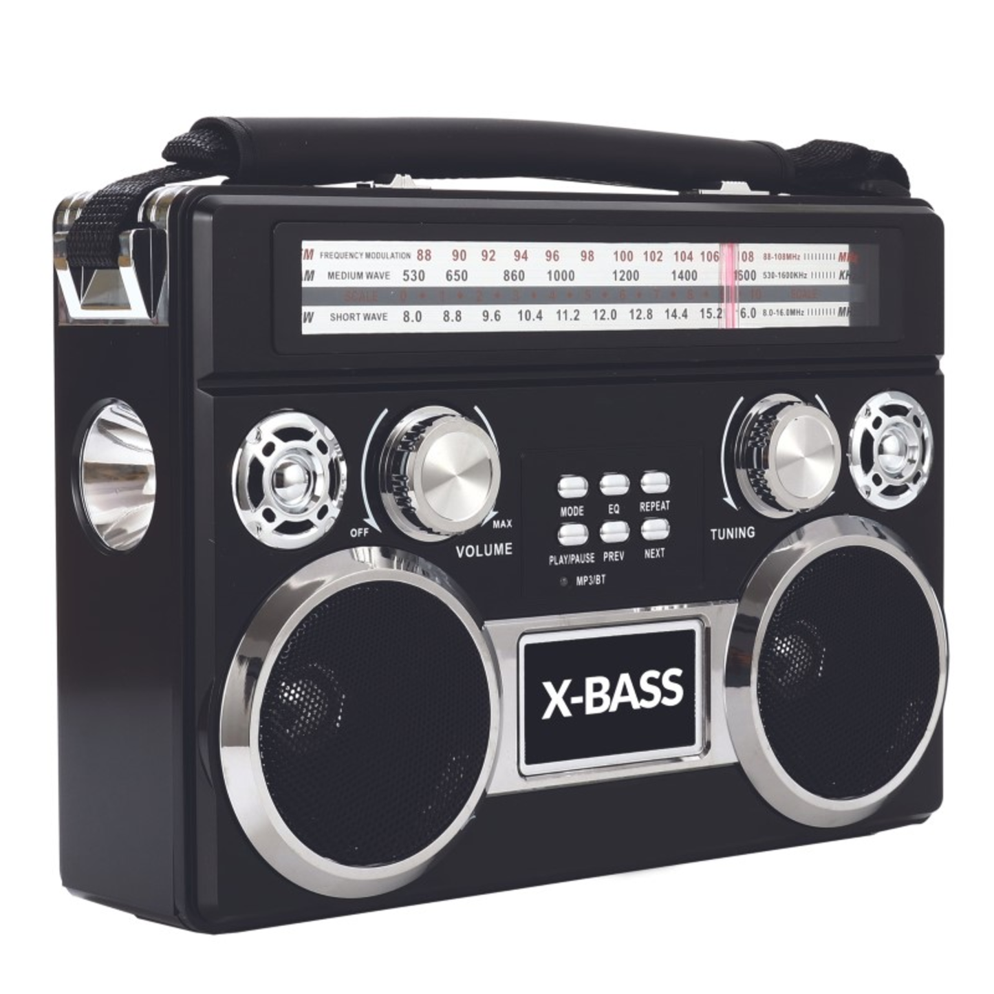 THREE BAND RADIO WITH BLUETOOTH AND FLASHLIGHT - (BLACK)