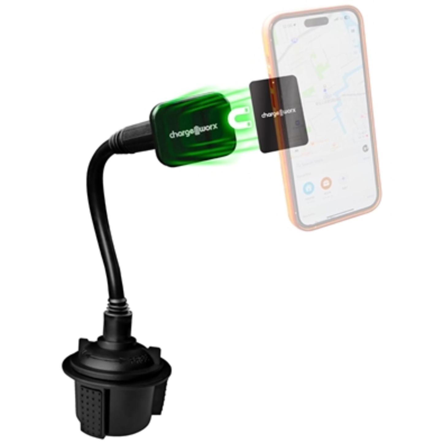 MAGNETIC CAR CUP HOLDER PHONE MOUNT, BLACK, 8"