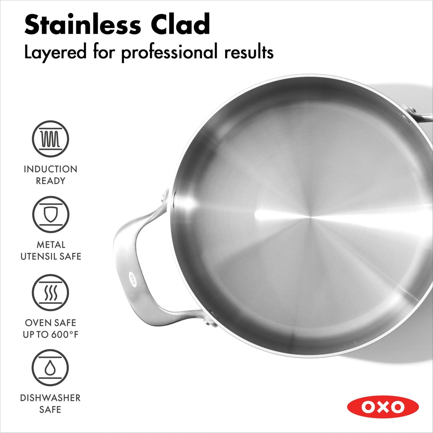 MIRA TRI-PLY 5.2QT STAINLESS STEEL CASSEROLE W/ LID