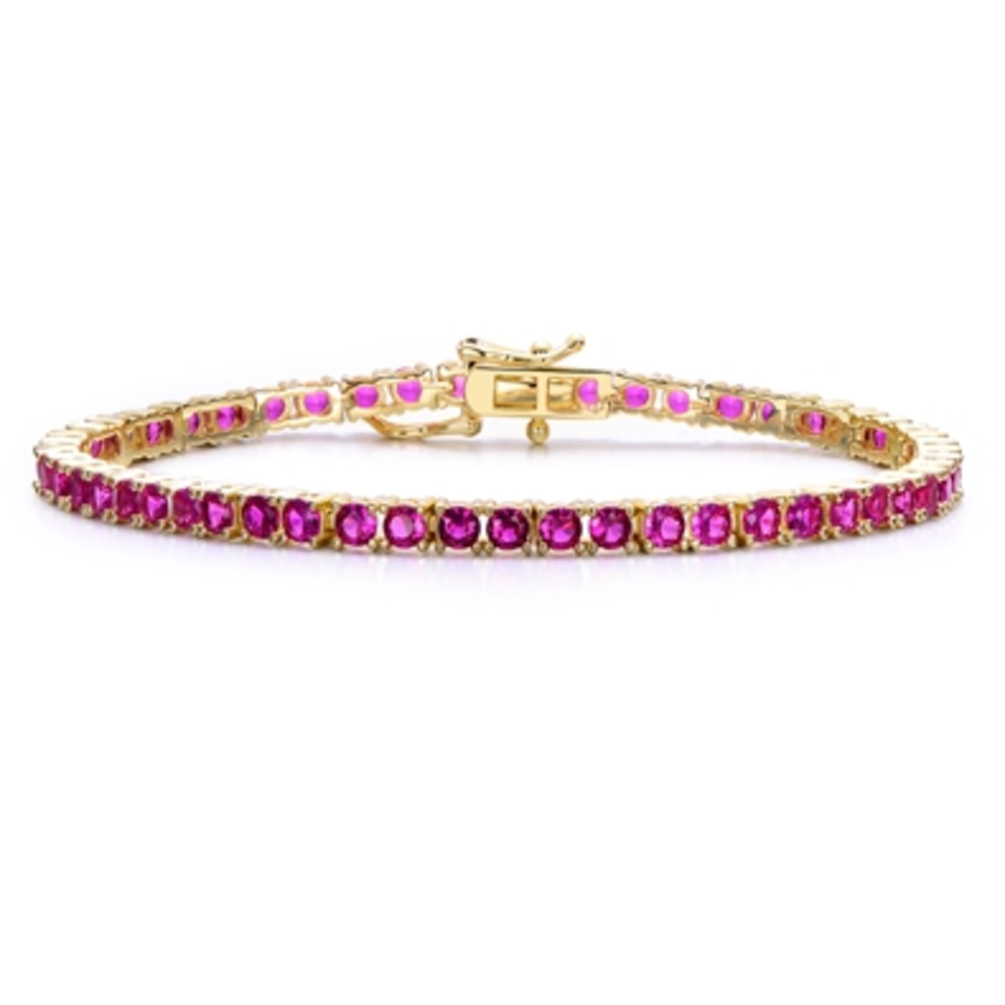14K GOLD RED TENNIS BRACELET, RED, 7"