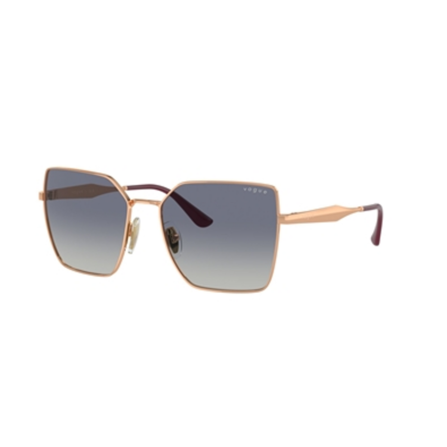 SQUARE SUNGLASSES, ROSE GOLD FRAME, BLUE LENS