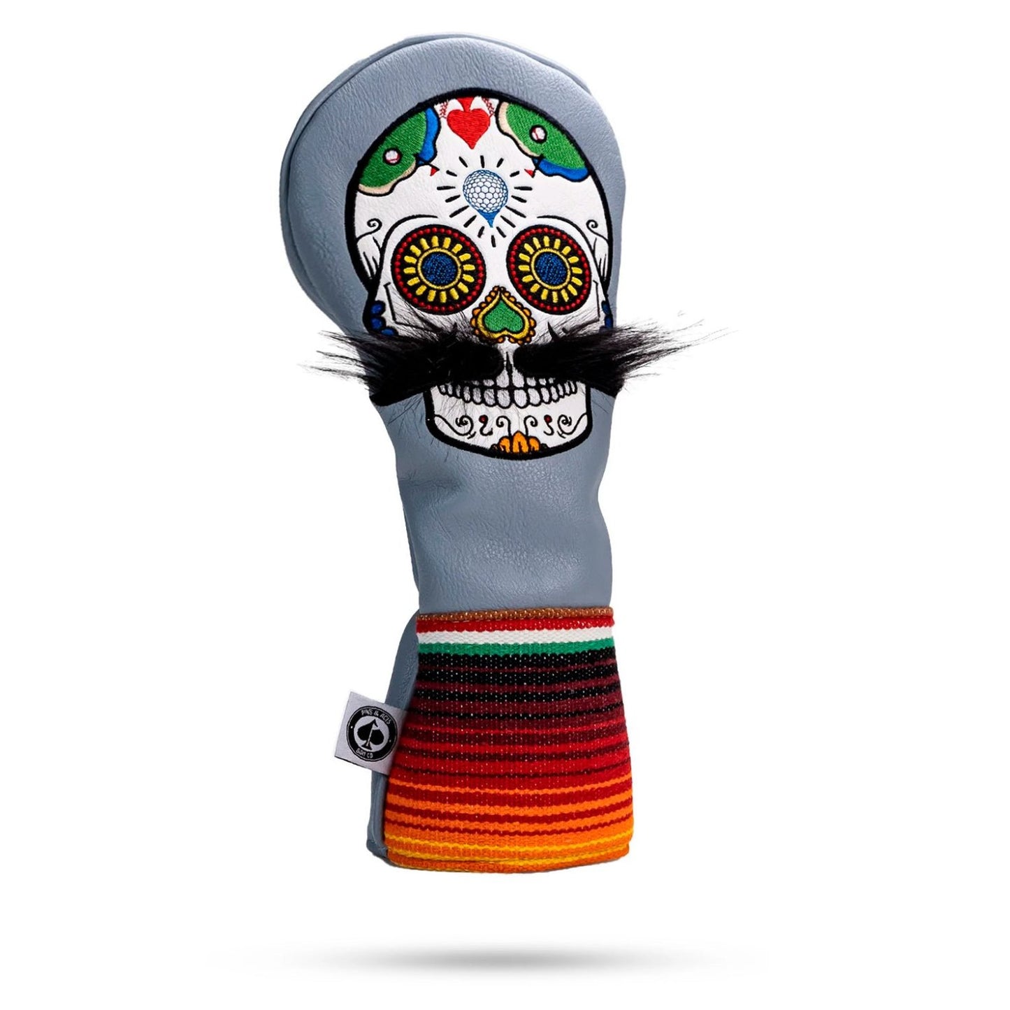 MUSTACHE SUGAR SKULL - DRIVER COVER GRAY