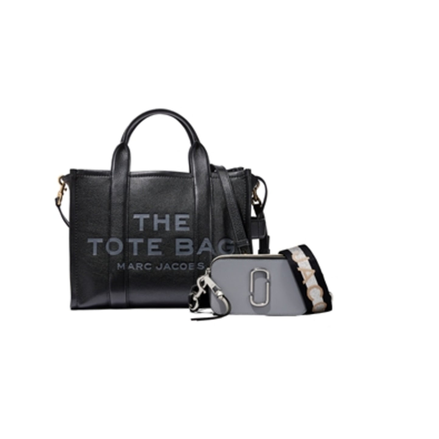 MEDIUM TOTE/SNAPSHOT 2 PC, BLACK/GREY