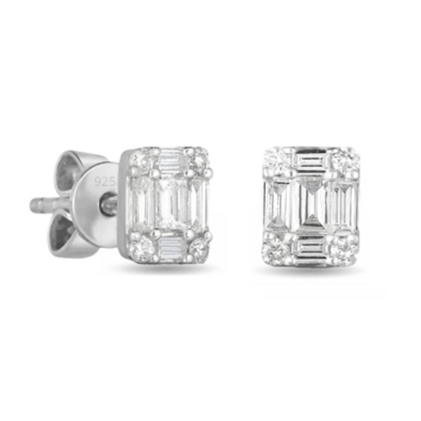 STERLING SILVER EARRINGS, SILVER, 7X5MM