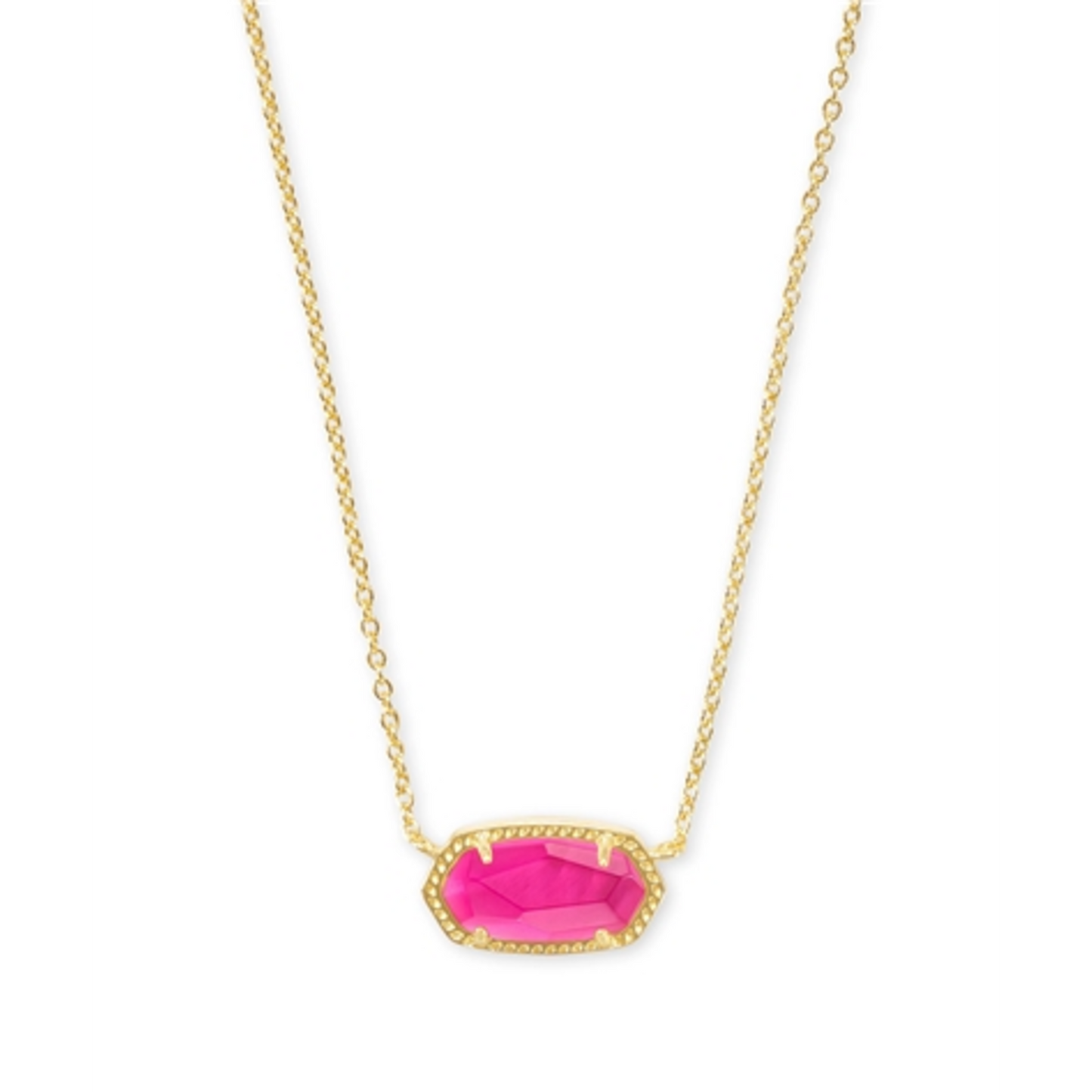 ELISA SHORT PENDANT NECKLACE, GOLD/AZALEA