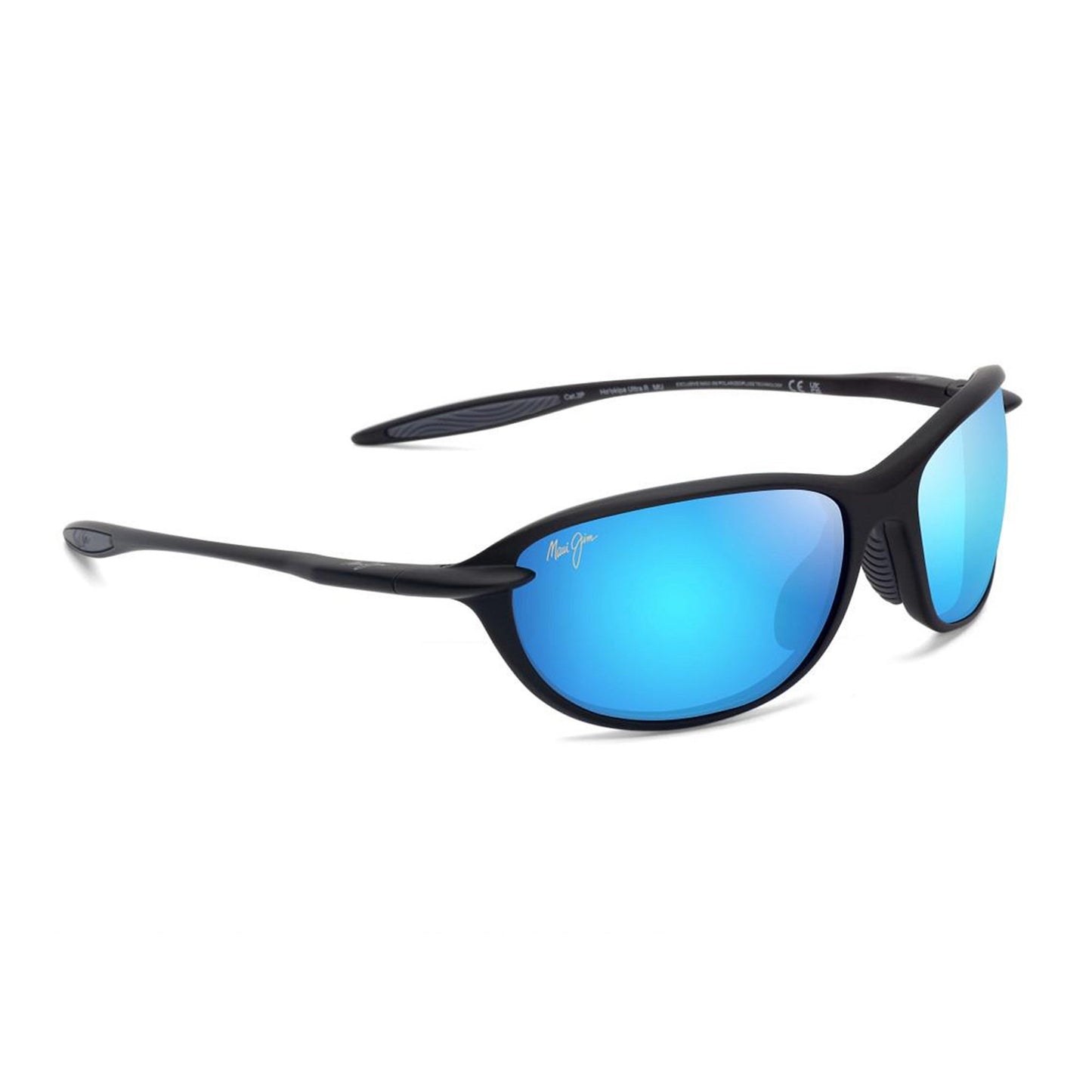 HOOKIPA ULTRA R POLARIZED SUNGLASSES MATTE BLACK FRAME BLUE HAWAII LENS