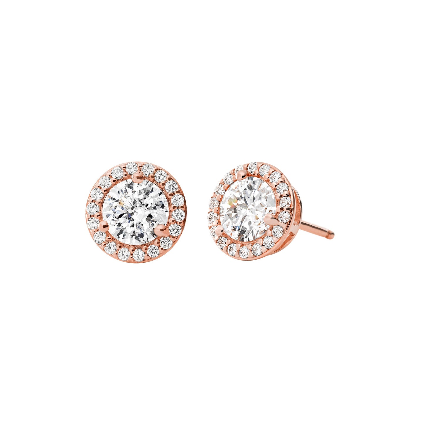STERLING PAVE ROUND STUD EARRINGS