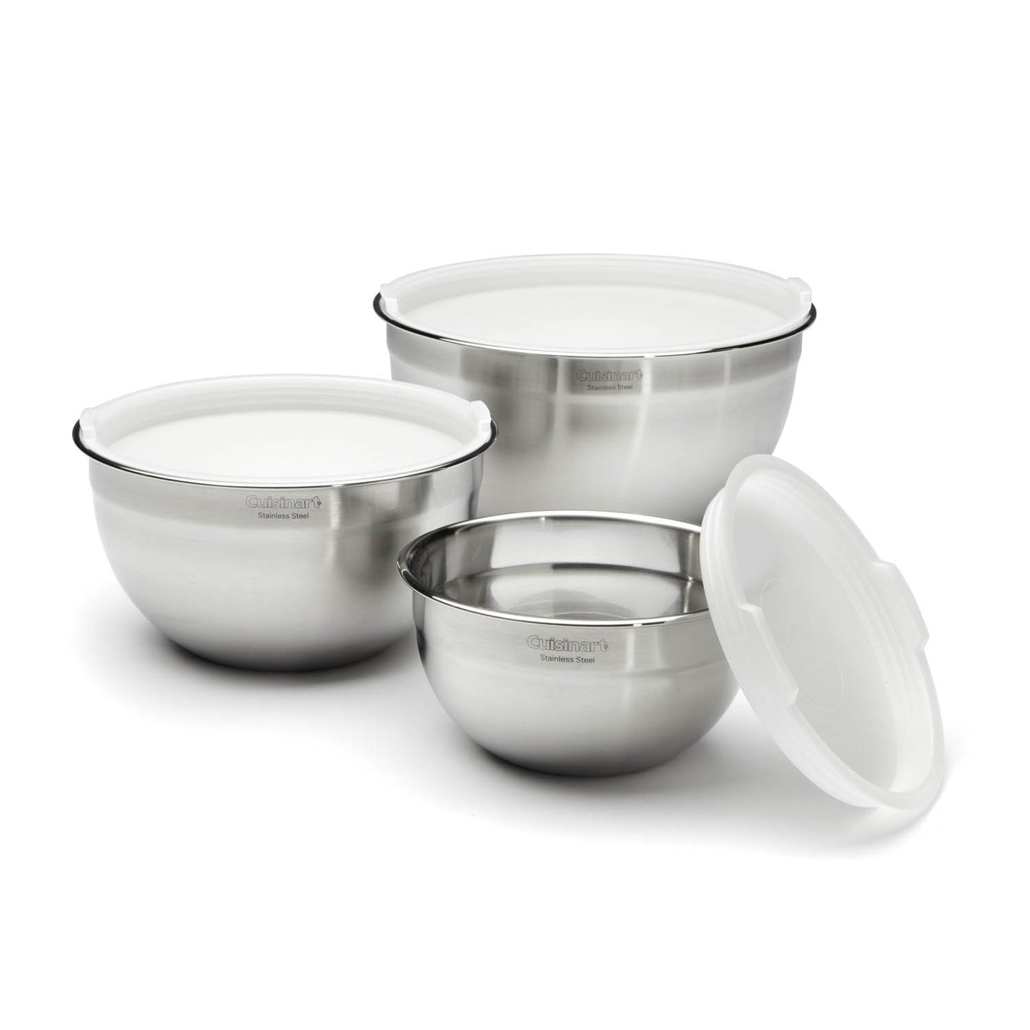 CUISINART S/S MIXING BOWLS WITH LIDS (SET OF 3, 1.5 QT, 3QT, AND 5 QT)