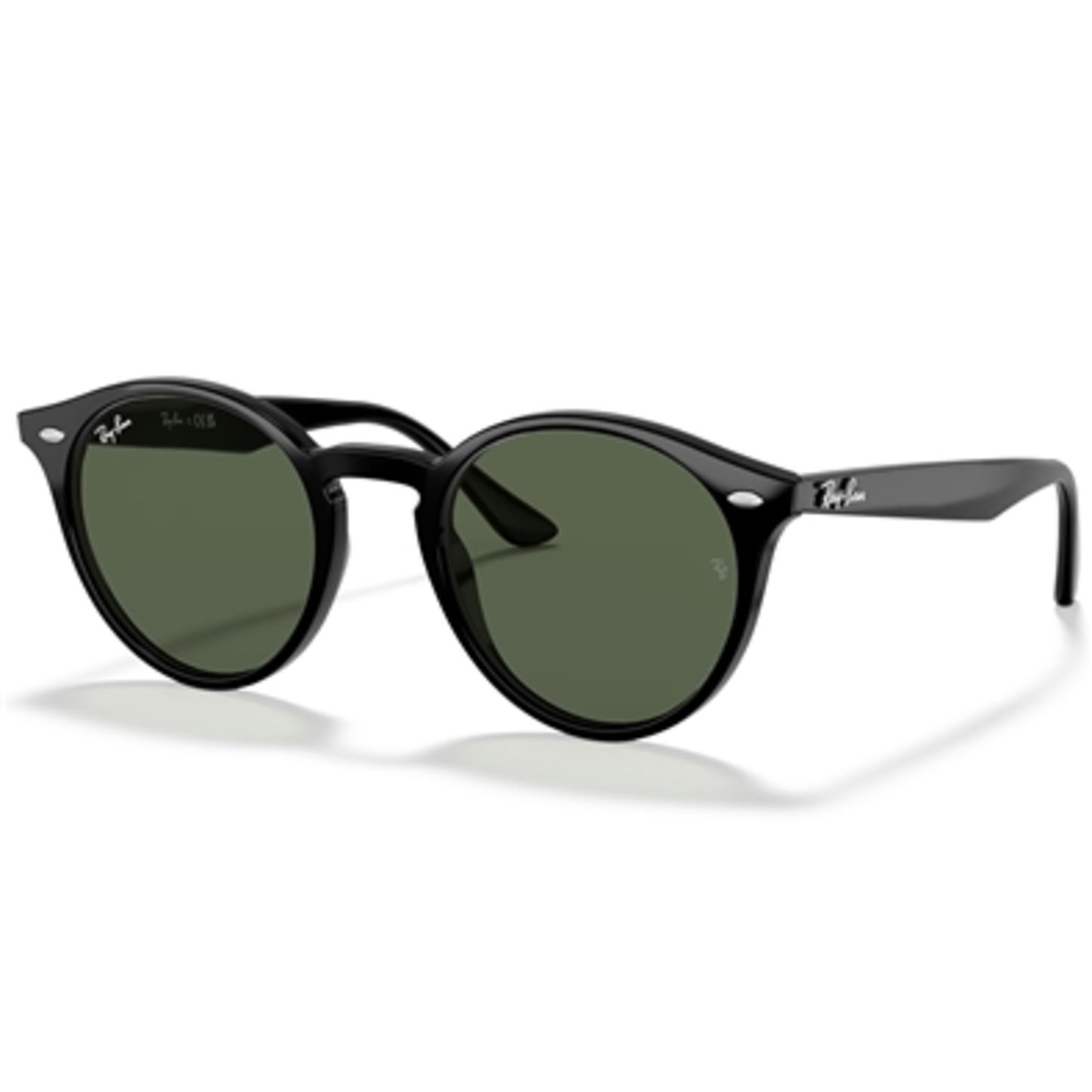 MODERN ROUND SUNGLASSES, BLACK - GREEN LENS