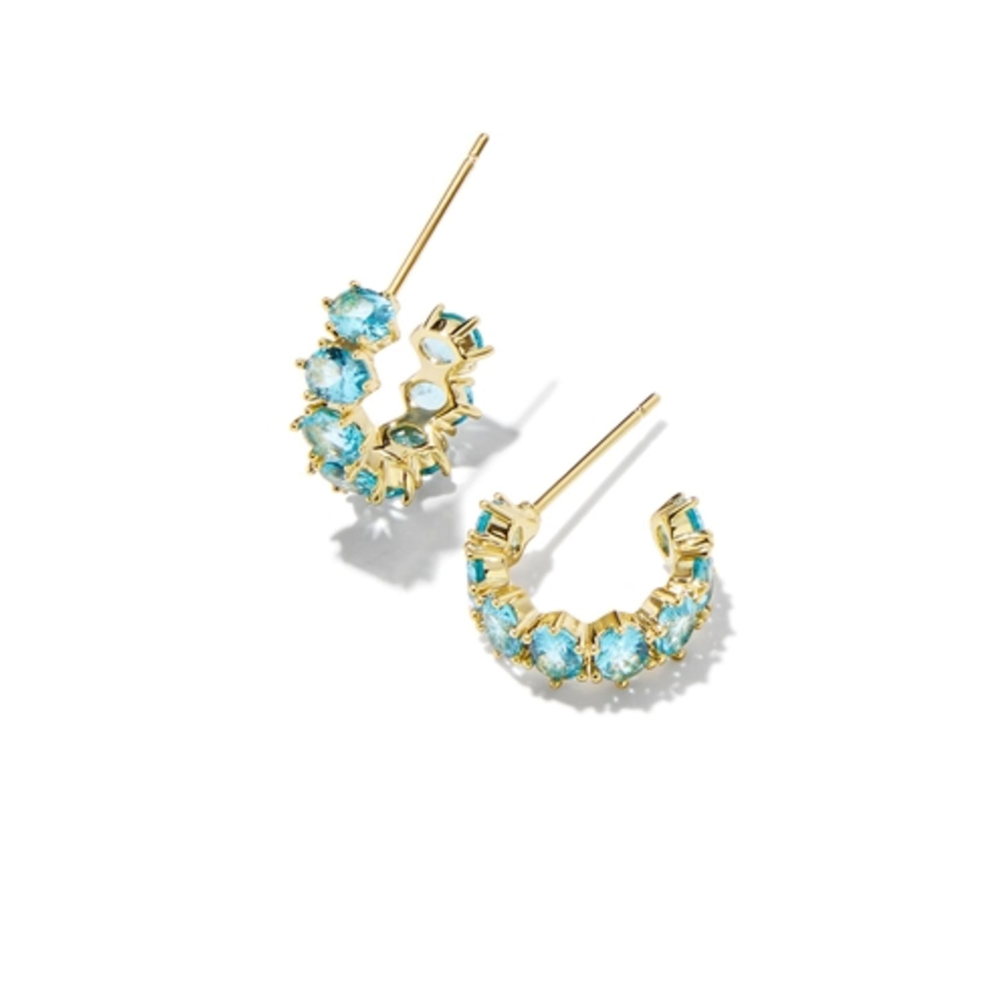 Cailin Crystal Huggie Earrings, Gold Aqua Crystal