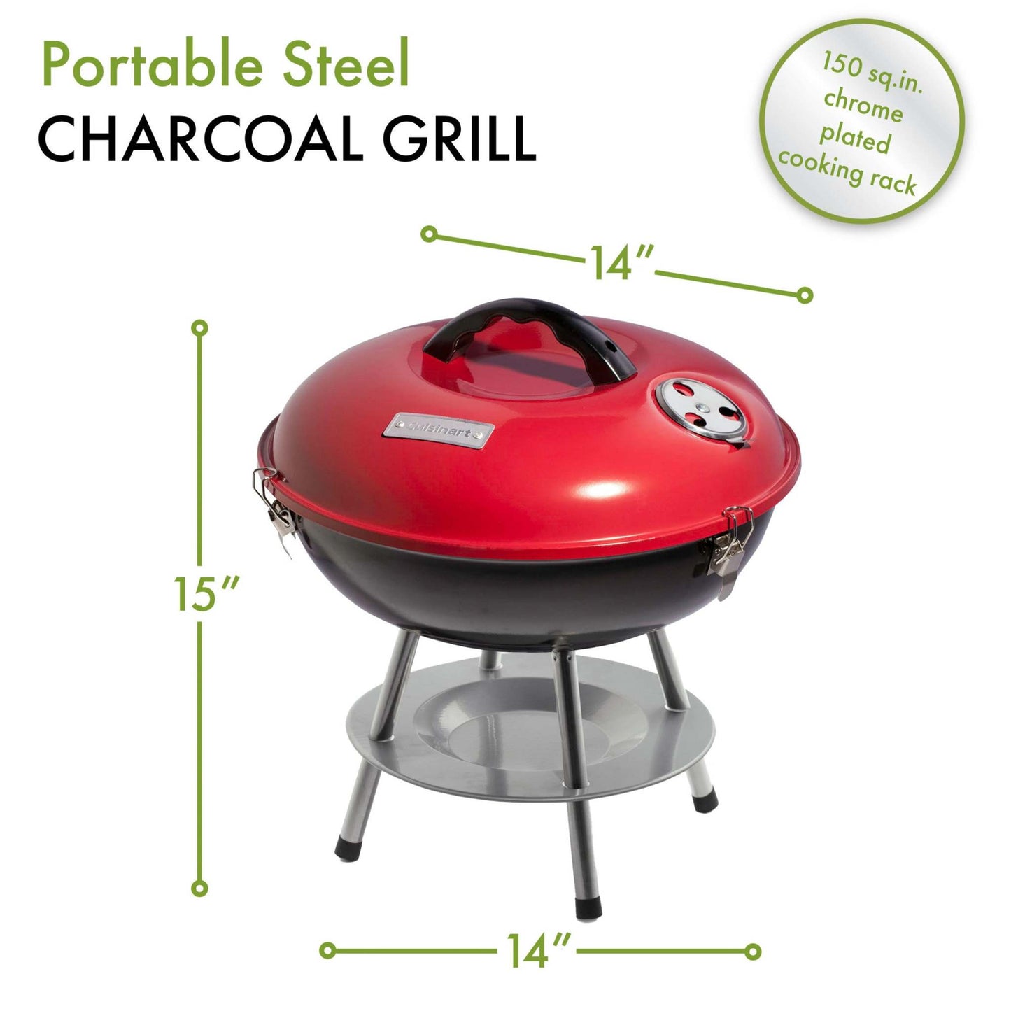 14" Charcoal Grill Red/Black