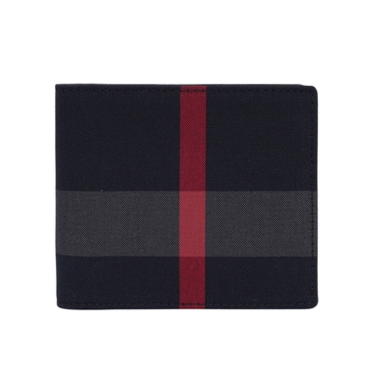 MEN'S CANVAS CHECK BIFOLD WALLET, NAVY/ GRAY CHECK