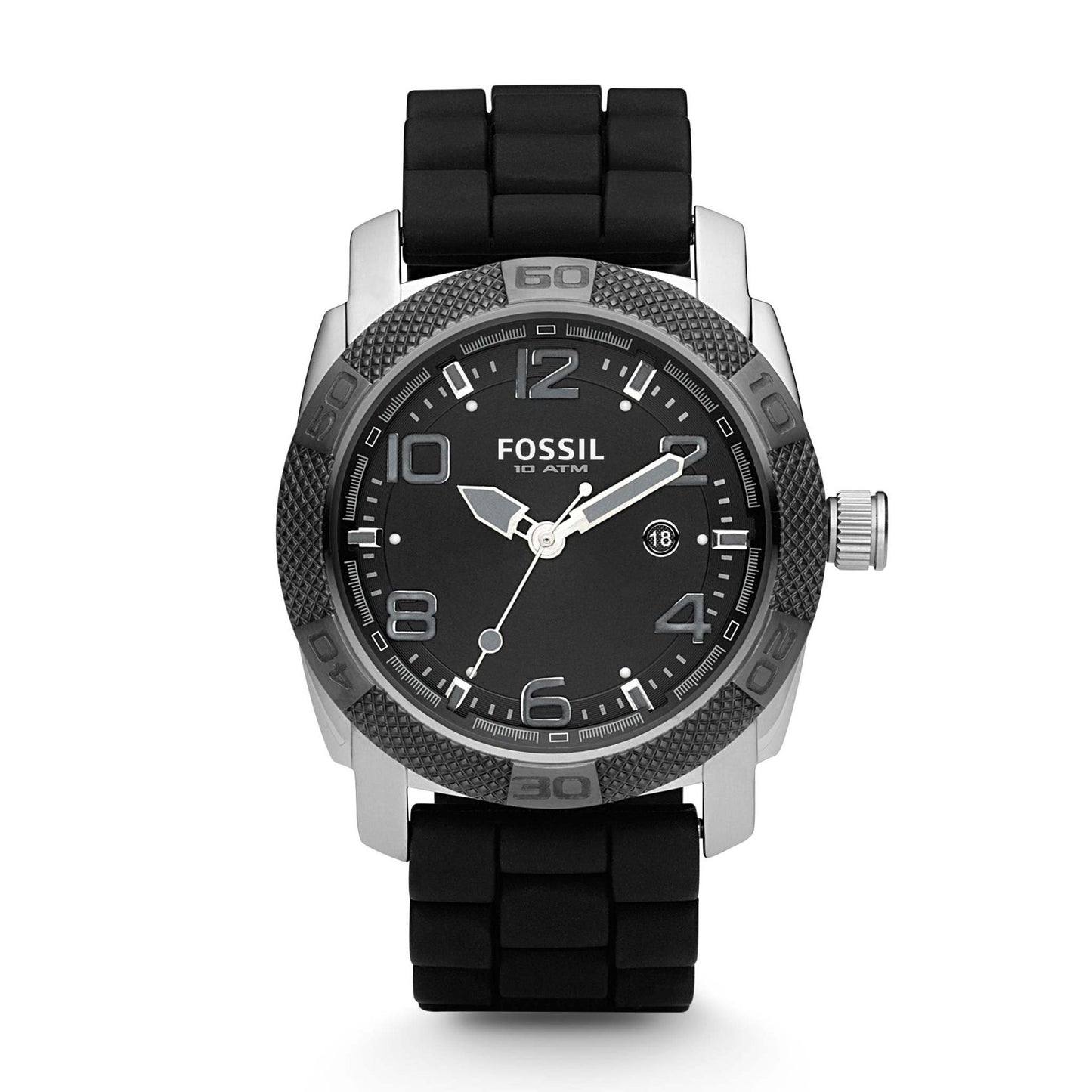 Men's Sport Black Silicone Strap Watch, Black Dial