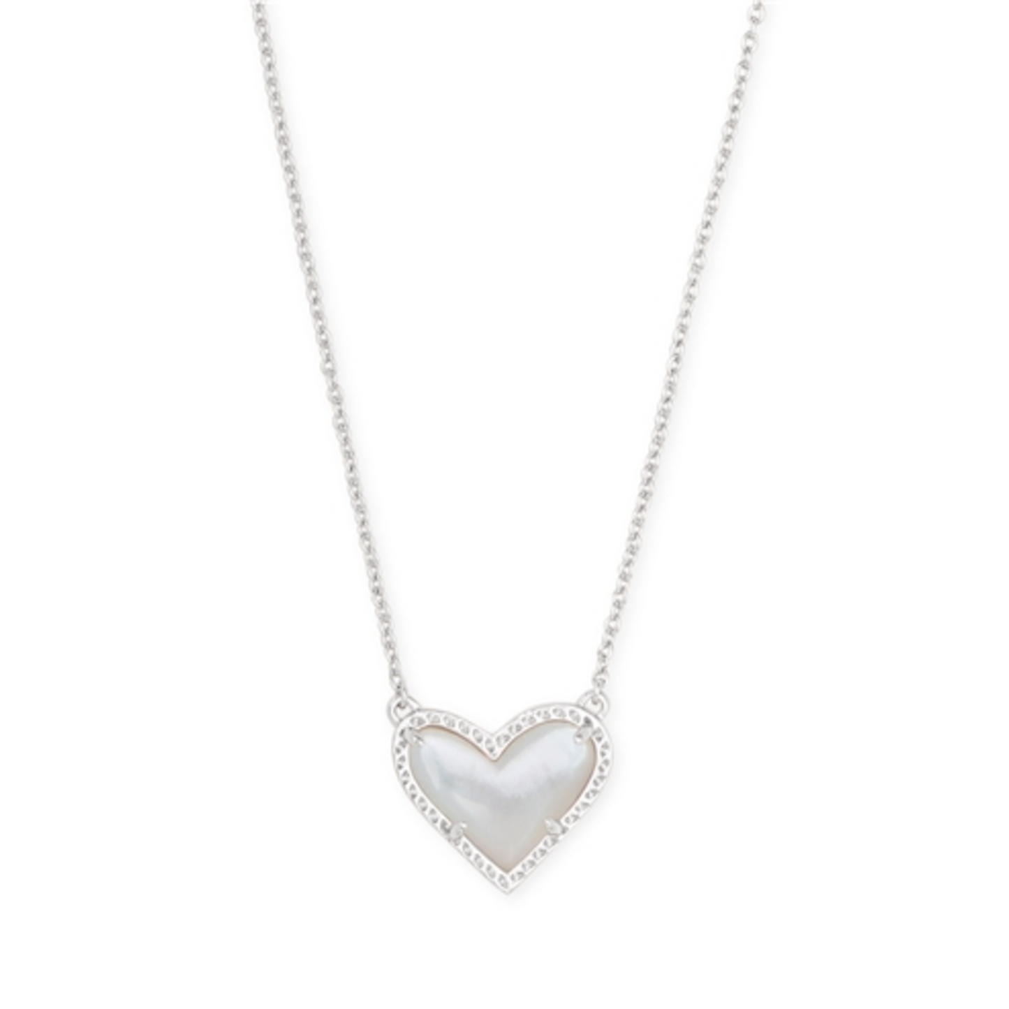 ARI HEART SHORT PENDANT NECKLACE, RHOD IVORY MOP