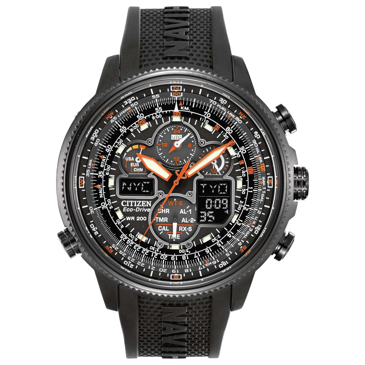 Mens Navihawk A-T Eco-Drive Multi Dial Black Watch
