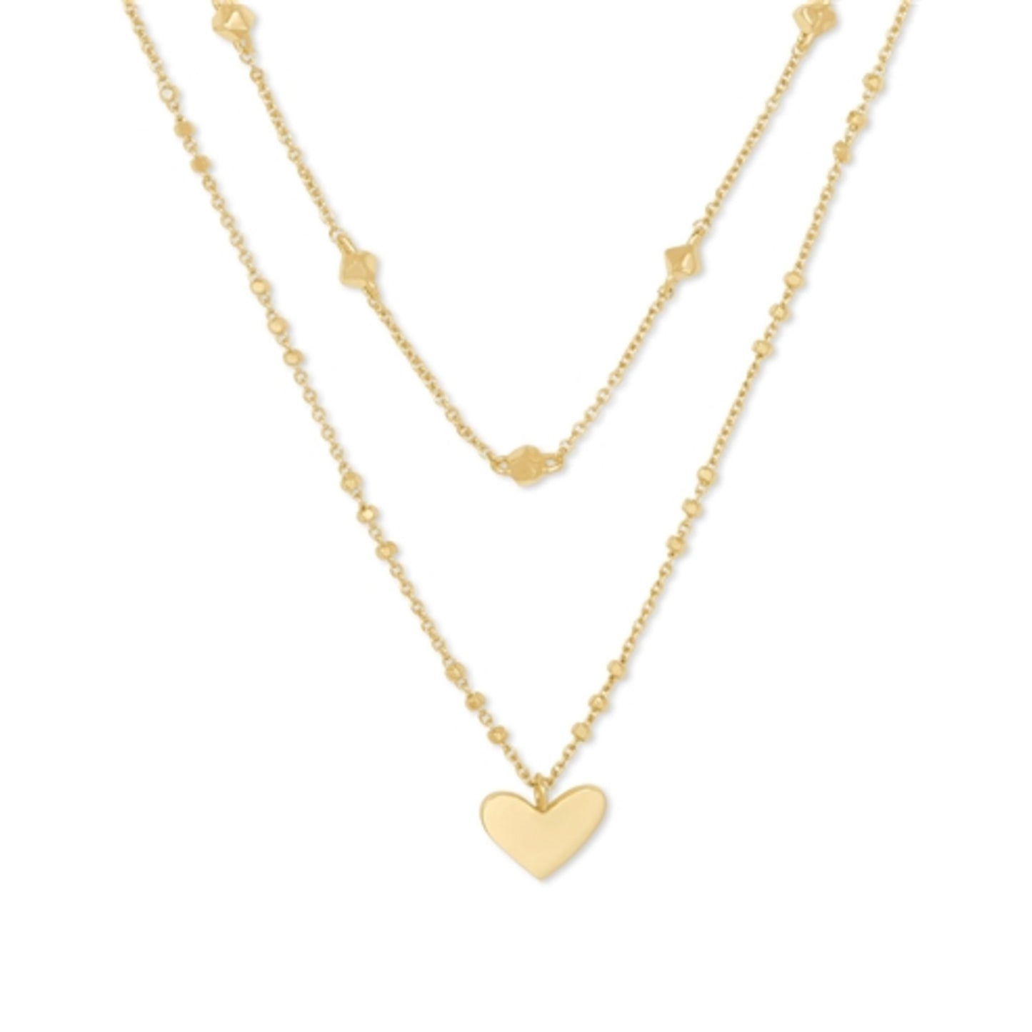 ARI HEART MULTI STRAND NECKLACE, GOLD