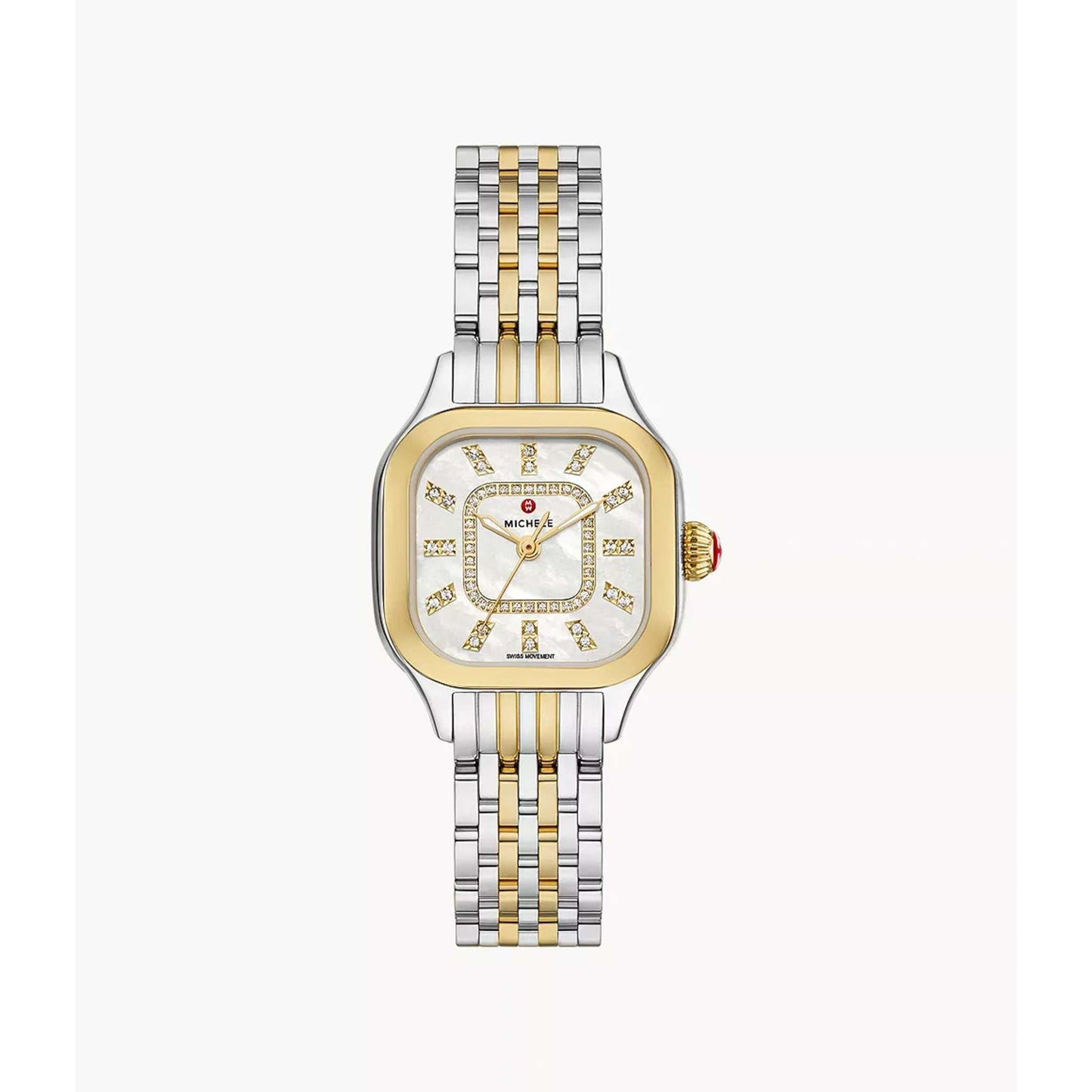 LADIES' MEGGIE 2-TONE 18K GOLD STAINLESS STEEL WATCH, DIAMOND & MOP DIAL