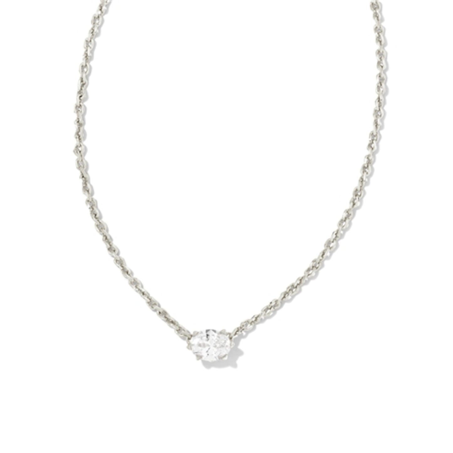 CAILIN CRYSTAL PENDANT NECKLACE, RHODIUM/WHITE CZ
