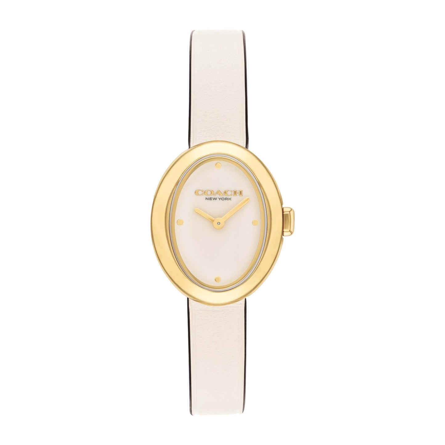 Ladies' Sammy Oval Gold & Chalk Leather Strap Watch, Chalk Dial