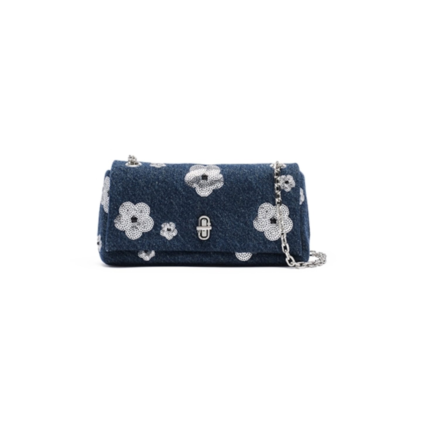 THE SEQUIN DAISY DENIM MINI BAG, VINTAGE INDIGO