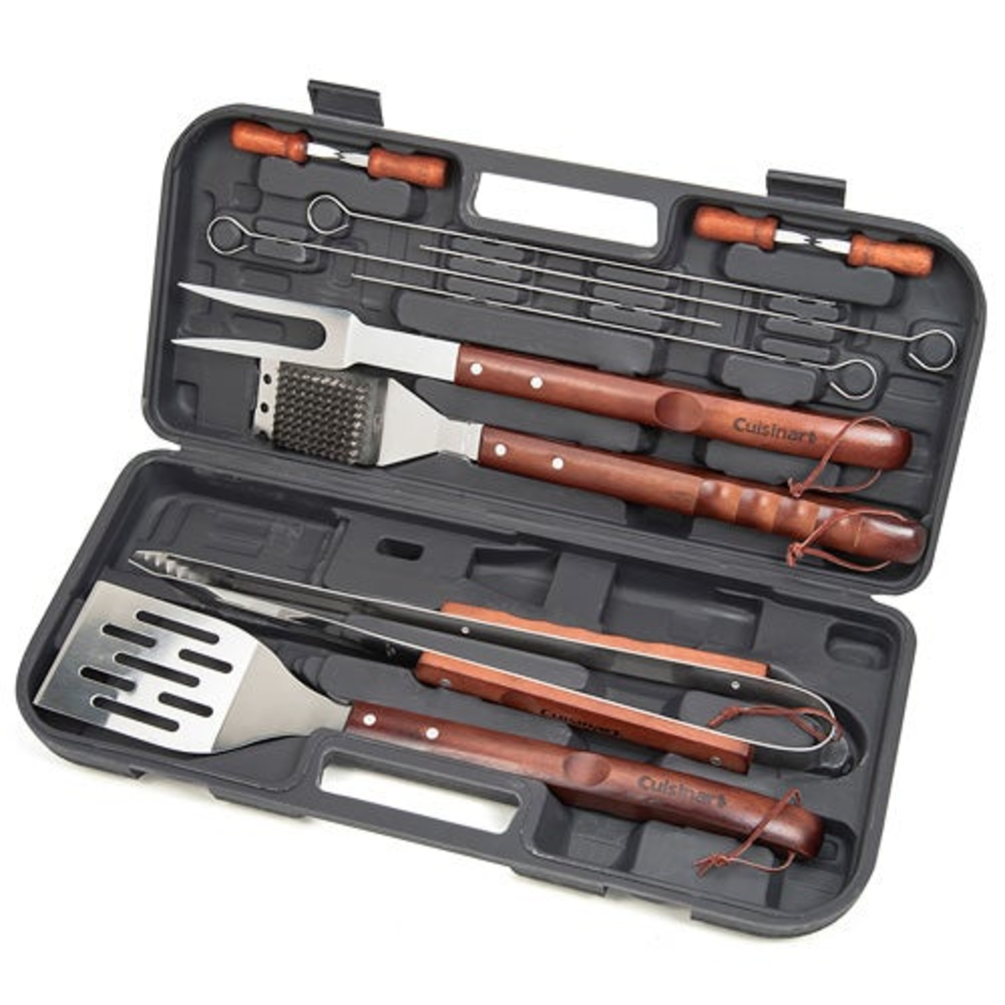 13 PIECE WOODEN HANDLE GRILLING SET