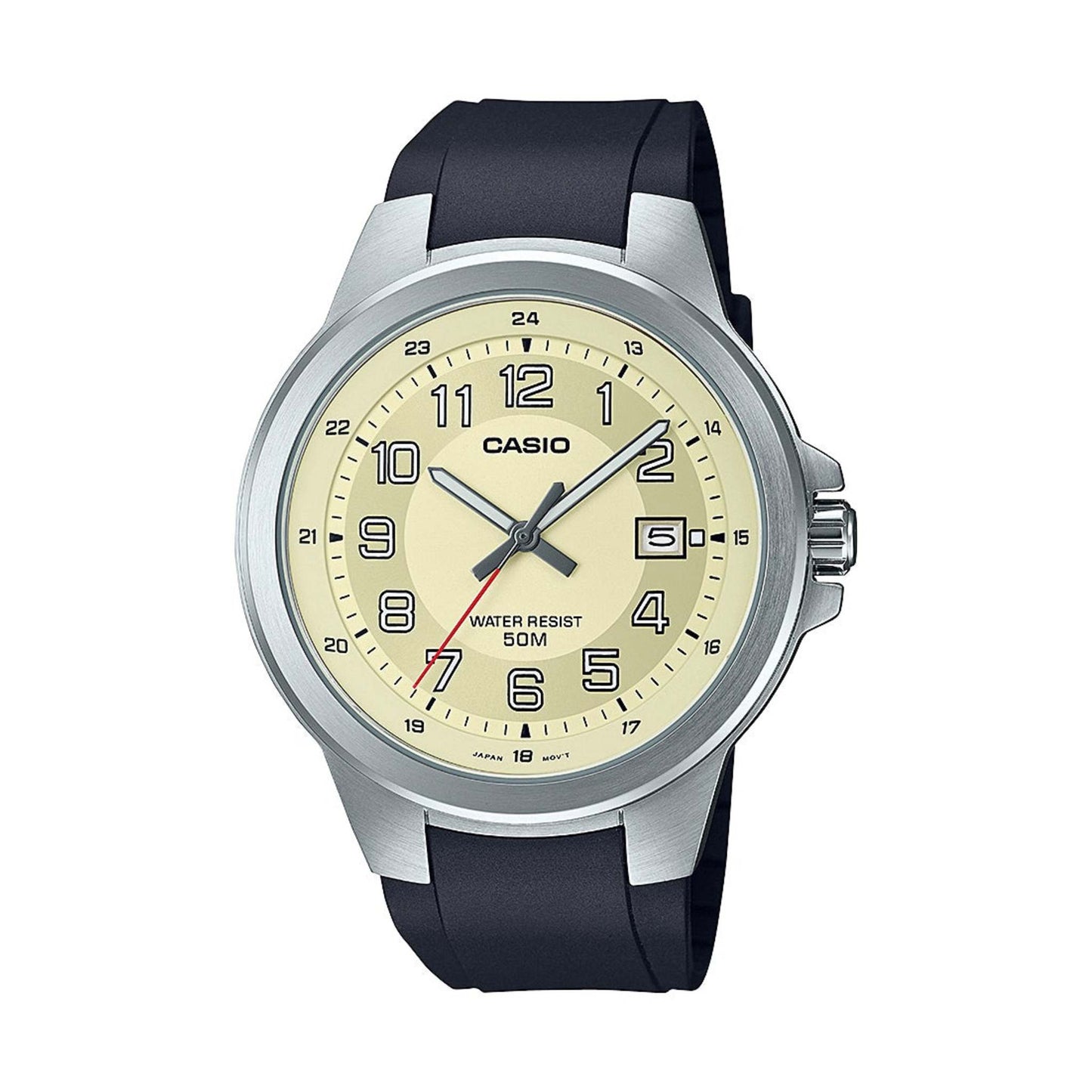 MENS OUTDOOR FIELD ANALOG STRAP WATCH CREAM DIAL