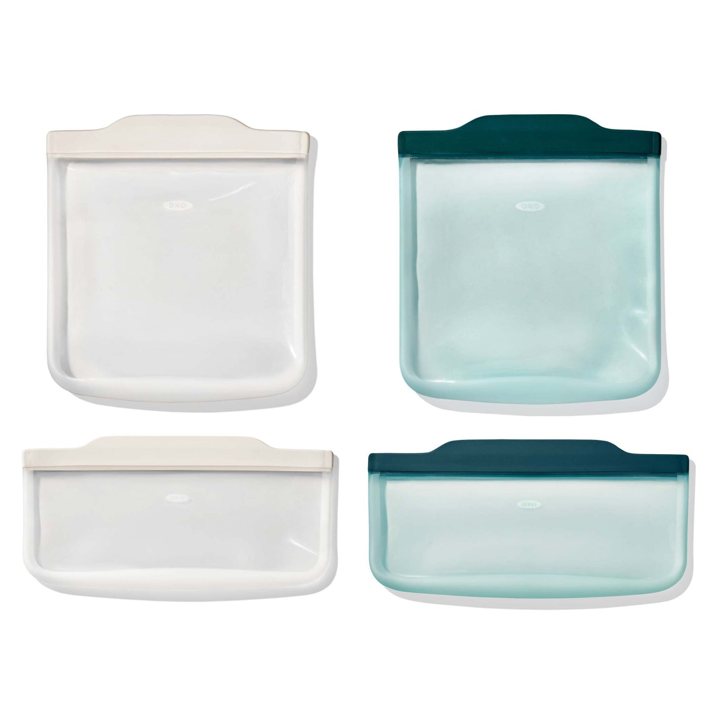 GOOD GRIPS 4PC STARTER SET SILICONE REUSABLE BAGS OAT & LAGOON
