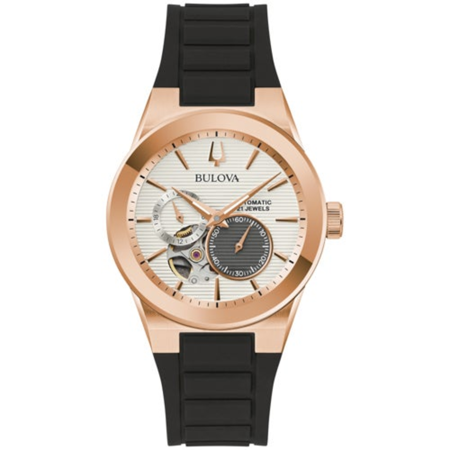 MEN'S LATIN GRAMMY BLACK SILICONE STRAP WATCH, SILVER-WHITE DIAL